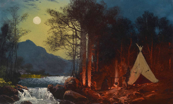 Carl Wimar Moonlight Encampment By Carl Wimar