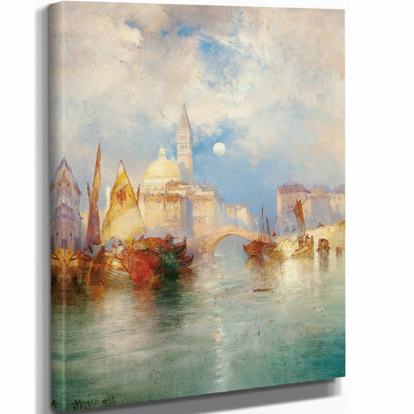 Thomas Moran Moonrise Chioggia Venice By Thomas Moran