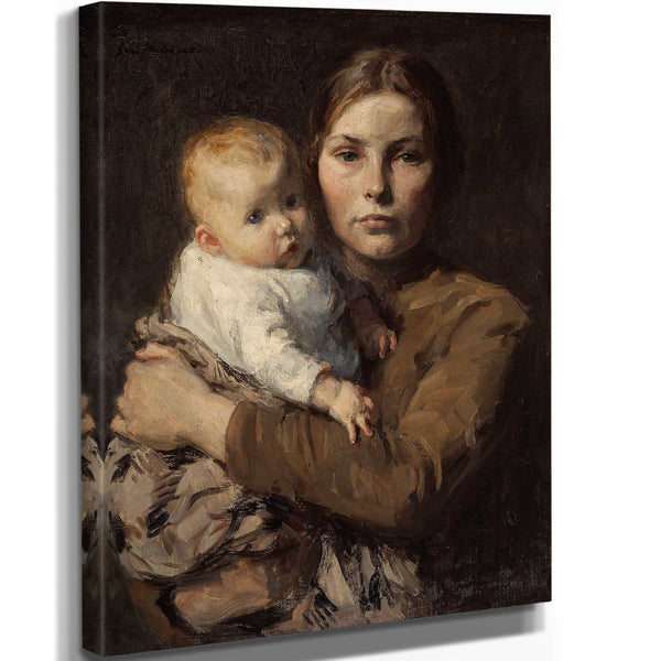 Gari Melchers 11" x 14" / Stretched Canvas Wrap Mother And Child By Gari Melchers