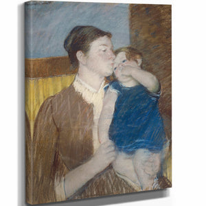 Mary Cassatt 11" x 14" / Stretched Canvas Wrap Mothers Goodnight Kiss By Mary Cassatt