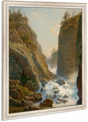 Mountain With Cascade By William Stanley Haseltine