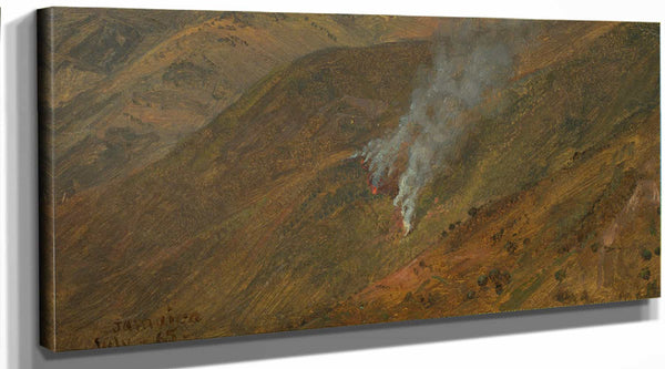 Frederic Edwin Church Mountainside With Brush Fire By Frederic Edwin Church