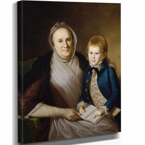 Charles Willson Peale 11" x 14" / Stretched Canvas Wrap Mrs James Smith And Grandson By Charles Willson Peale