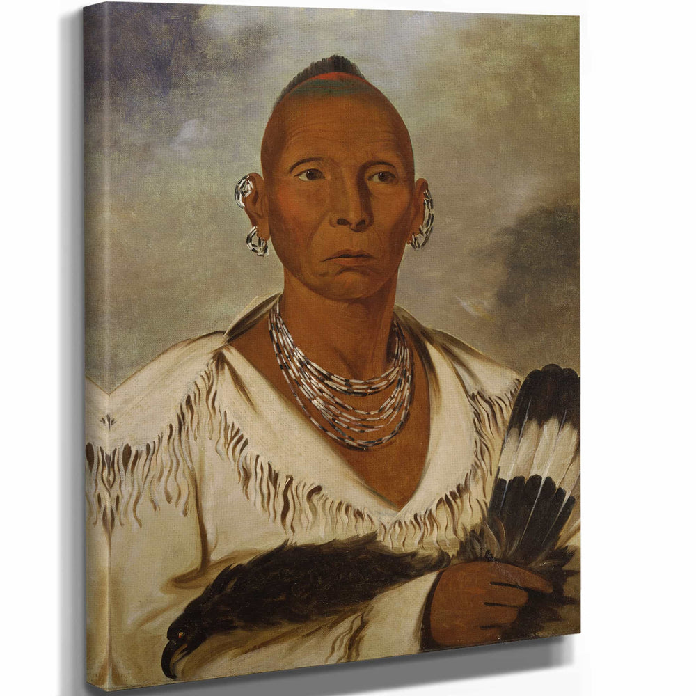 George Catlin 11" x 14" / Stretched Canvas Wrap Muk A Tah Mish O Kah Kaik Black Hawk Prominent Sac Chief By George Catlin