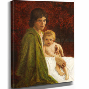 Walter Firle 11" x 14" / Stretched Canvas Wrap Mutter Mit Kind By Walter Firle