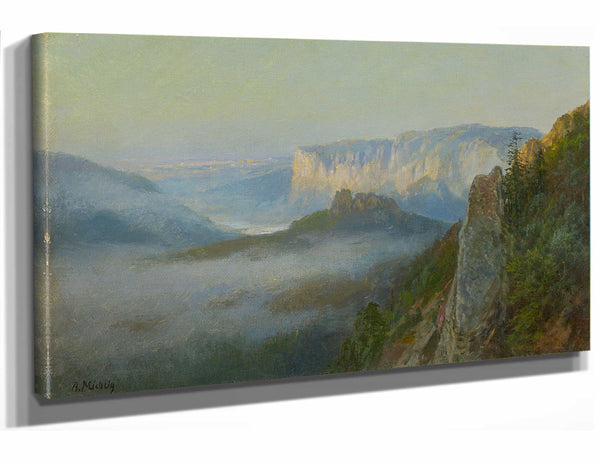 Bernhard Muhlig 18" x 12" / Stretched Canvas Wrap Nebel Im Elbsandsteingebirge By Bernhard Muhlig