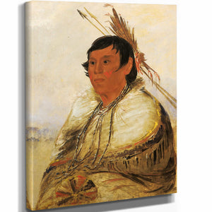 George Catlin 11" x 14" / Stretched Canvas Wrap Ni A Co Mo Fix With The Foot A Brave By George Catlin