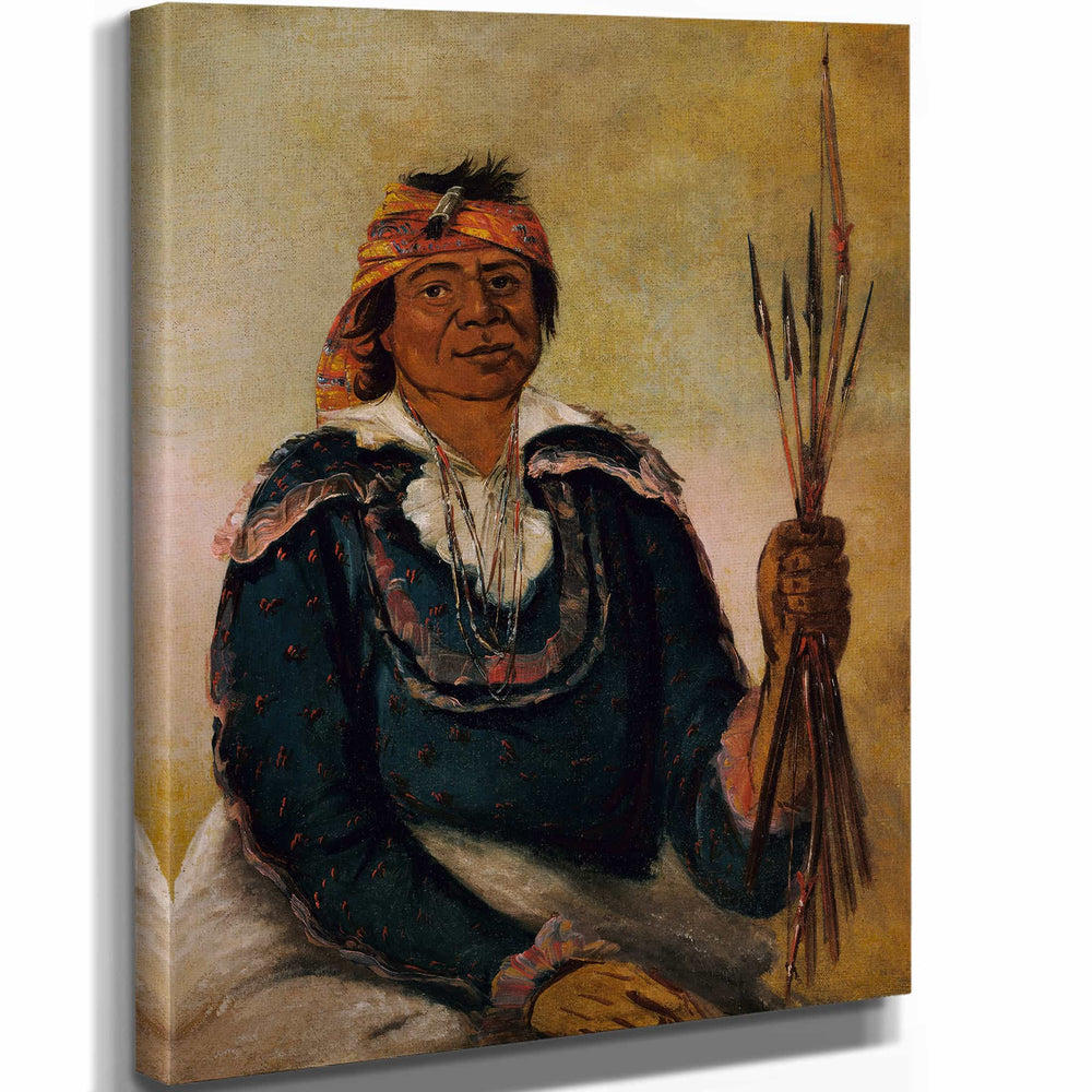 George Catlin 11" x 14" / Stretched Canvas Wrap Ni Co Man The Answer Second Chief By George Catlin