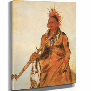 George Catlin 11" x 14" / Stretched Canvas Wrap No O Mun Nee Walks In The Rain A Warrior By George Catlin