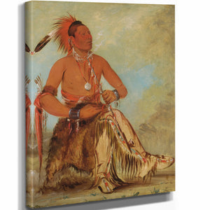 George Catlin 11" x 14" / Stretched Canvas Wrap Nom Ba Mon Nee Double Walker A Brave By George Catlin