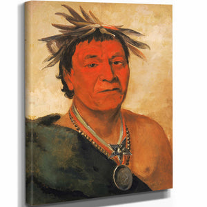 George Catlin 11" x 14" / Stretched Canvas Wrap O Ho Pah Sha Small Whoop A Distinguished Warrior By George Catlin