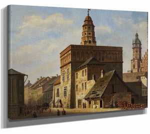 Aleksander Gryglewski 14" x 11" / Stretched Canvas Wrap Old Town Hall At The Wolnica Square In Kazimierz Krakow By Aleksander Gryglewski