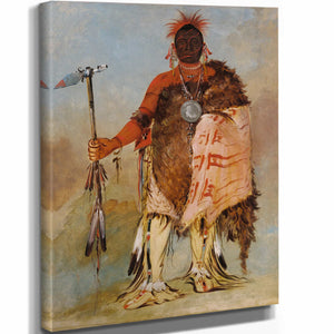 George Catlin 11" x 14" / Stretched Canvas Wrap Om Pah Ton Ga Big Elk A Famous Warrior By George Catlin