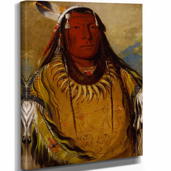 George Catlin 11" x 14" / Stretched Canvas Wrap Pa Ris Ka Roo Pa Two Crows A Chief By George Catlin