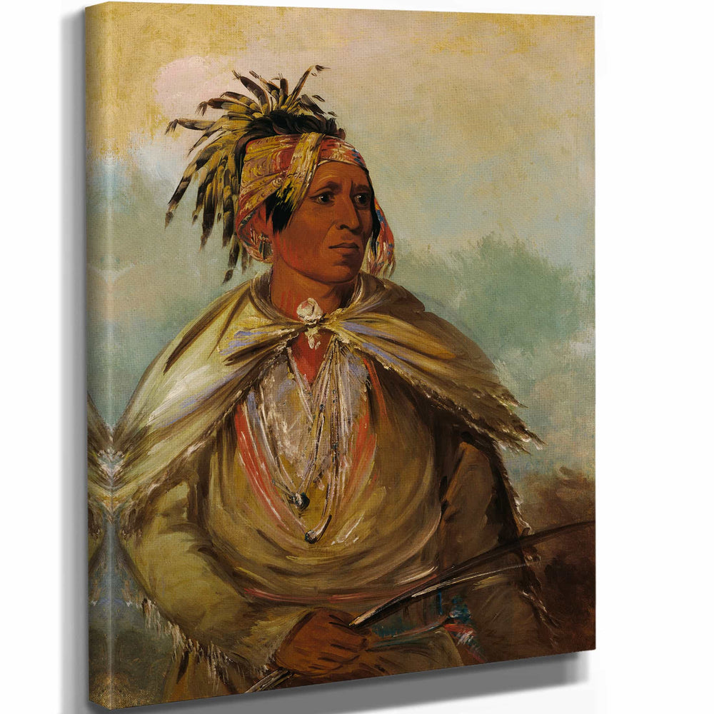 George Catlin 11" x 14" / Stretched Canvas Wrap Pah Mee Cow Ee Tah Man Who Tracks A Chief By George Catlin