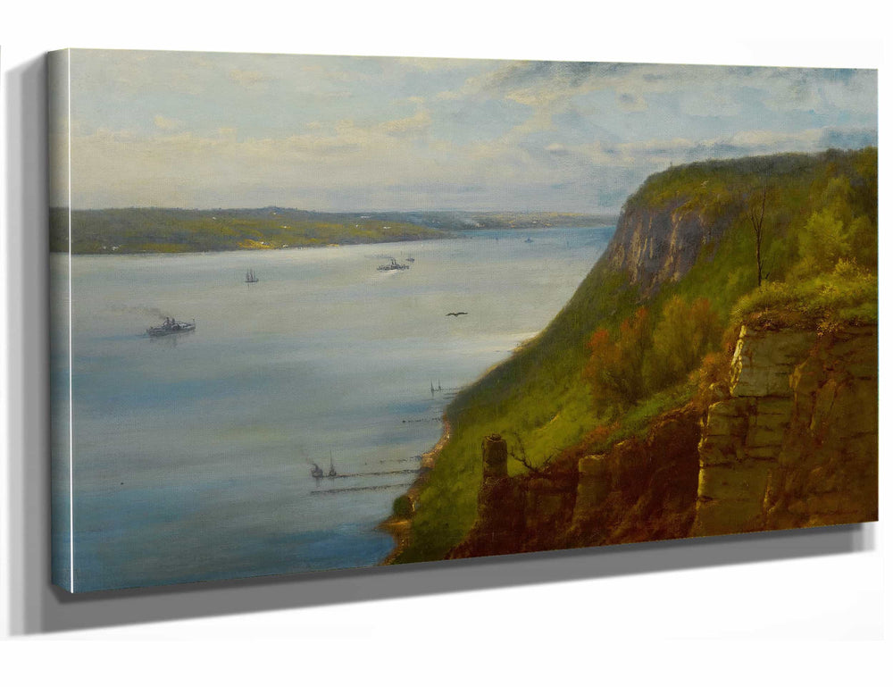 George Inness 18" x 12" / Stretched Canvas Wrap Palisades On The Hudson By George Inness