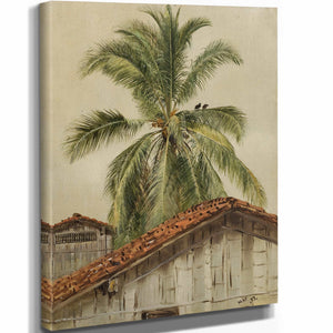 Frederic Edwin Church Palm Trees And Housetops Ecuador By Frederic Edwin Church