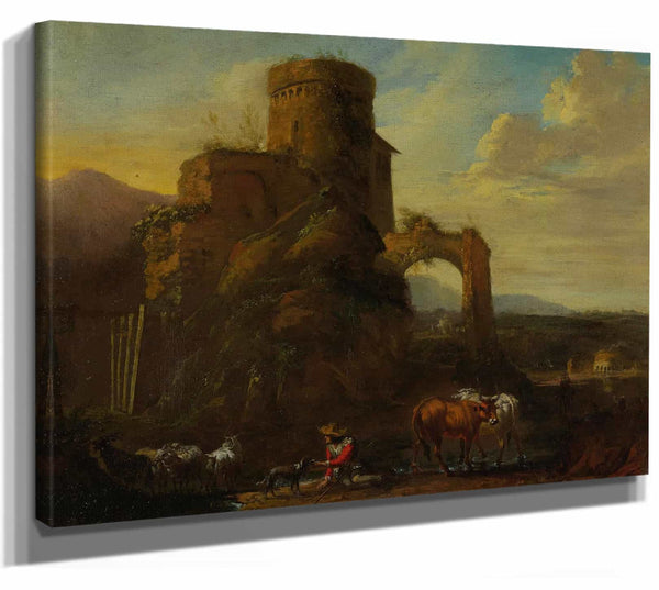 Pastoral Landscape With Ruins By Andries Both