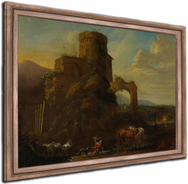 Pastoral Landscape With Ruins By Andries Both