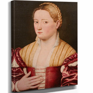 Bernardino Licinio 11" x 14" / Stretched Canvas Wrap Portrait Dune Belle Venitienne By Bernardino Licinio