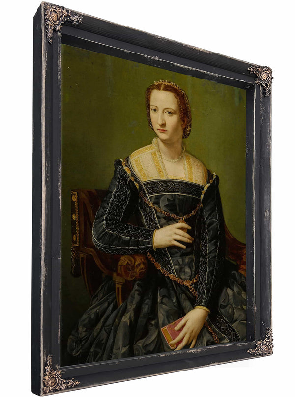 Portrait Of A Lady In Black By Alessandro Allori