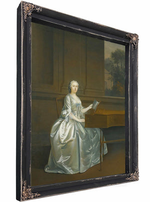 Portrait Of A Lady Seated At A Harpsichord Possibly Lucy Duchess Of St Albans By Ar