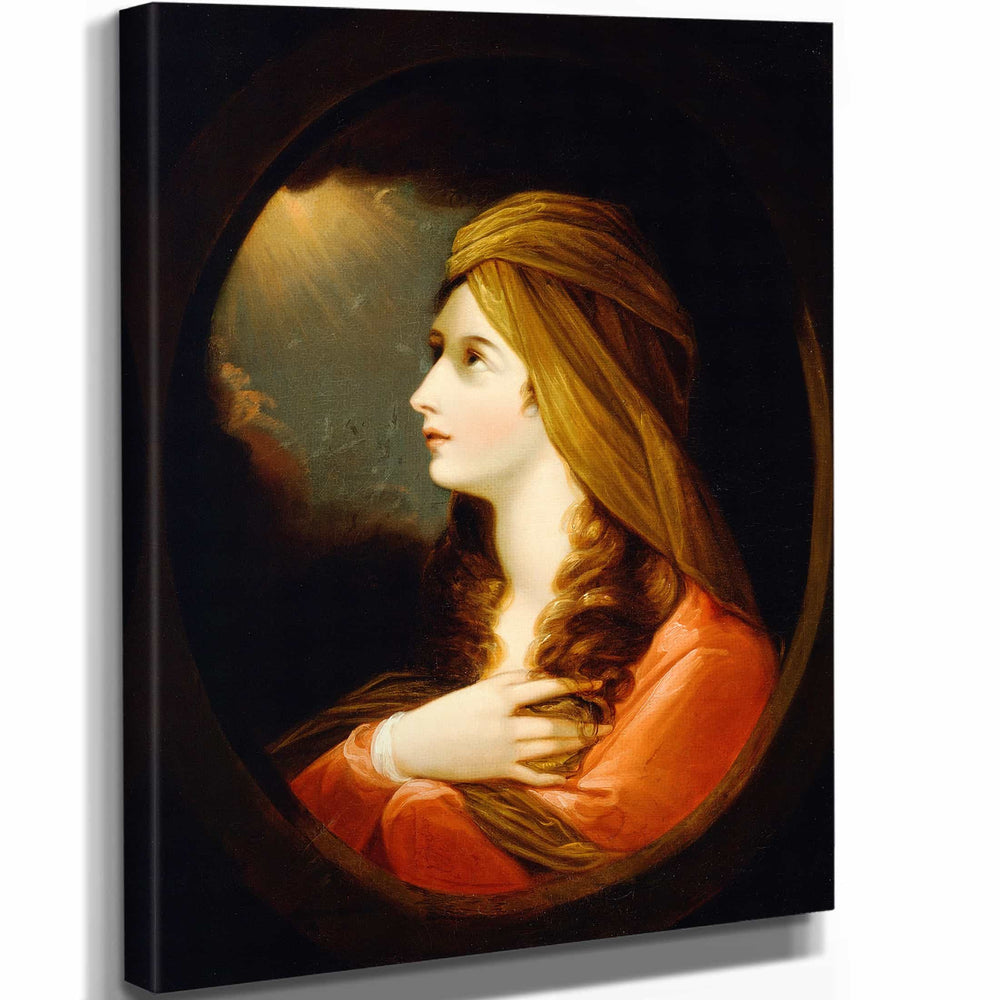 Benjamin West 11" x 14" / Stretched Canvas Wrap Portrait Of A Lady By Benjamin West