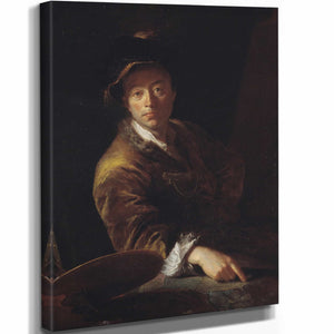 Antoine Pesne 11" x 14" / Stretched Canvas Wrap Portrait Of A Painter By Antoine Pesne