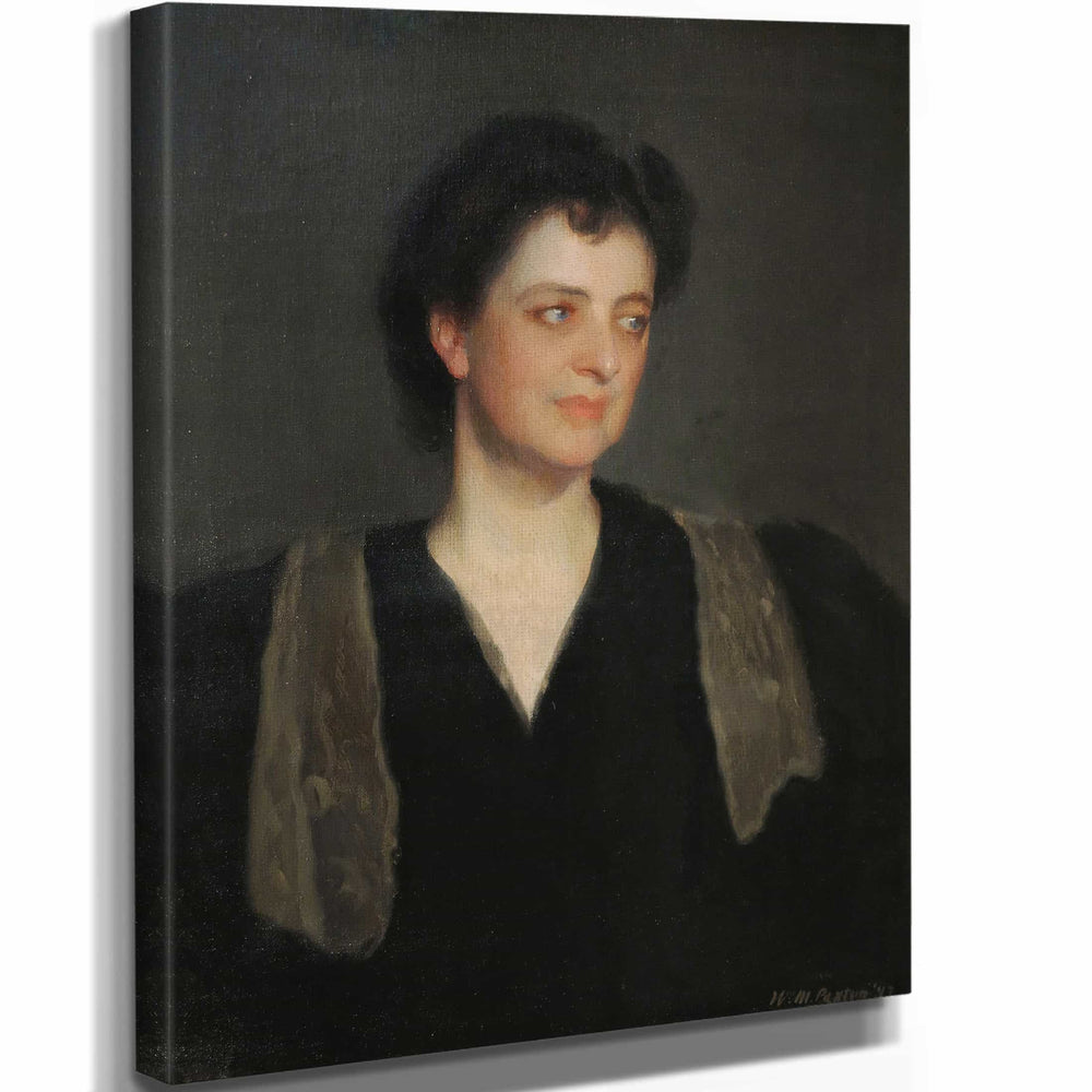 William Mcgregor Paxton 11" x 14" / Stretched Canvas Wrap Portrait Of A Woman In Black By William Mcgregor Paxton