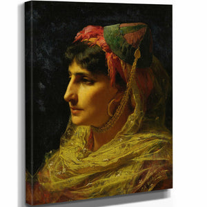 Frederick Arthur Bridgman 11" x 14" / Stretched Canvas Wrap Portrait Of A Woman By Frederick Arthur Bridgman