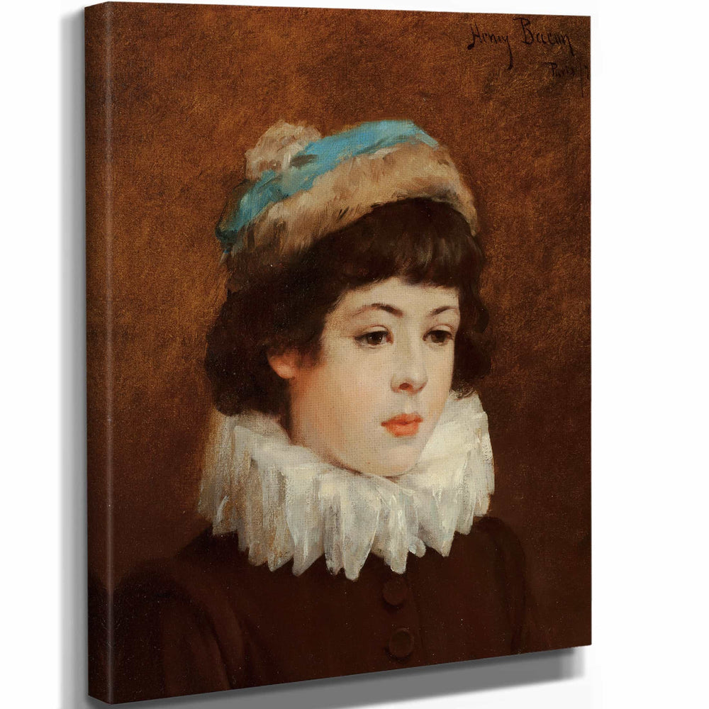 Henry Bacon 11" x 14" / Stretched Canvas Wrap Portrait Of A Young Girl By Henry Bacon