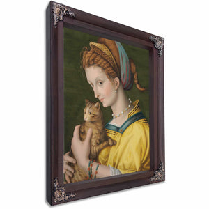 Portrait Of A Young Lady Holding A Cat By Bacchiacca