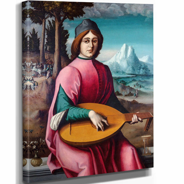 Bacchiacca 11" x 14" / Stretched Canvas Wrap Portrait Of A Young Lute Player By Bacchiacca