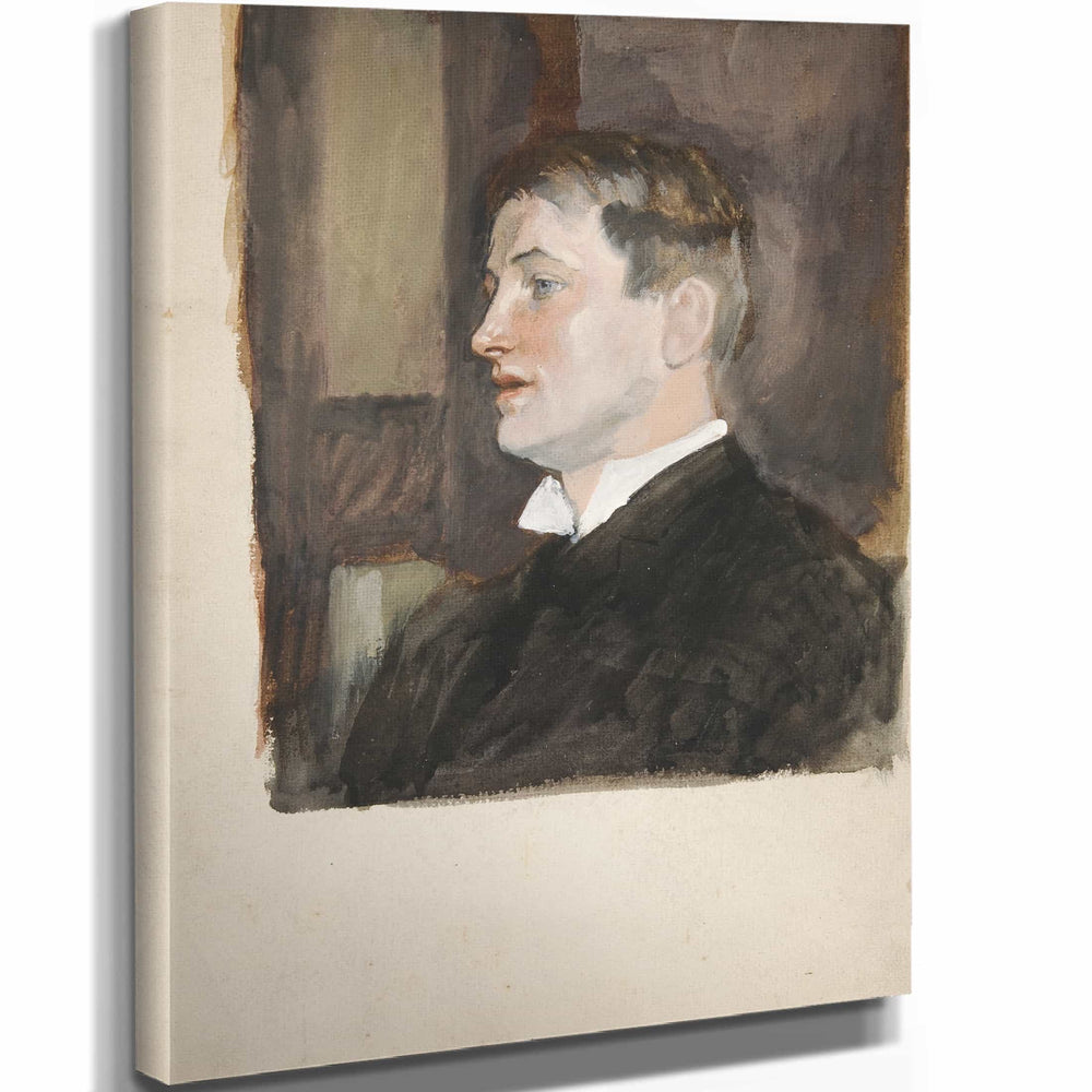 Edwin Austin Abbey 11" x 14" / Stretched Canvas Wrap Portrait Of A Young Man By Edwin Austin Abbey