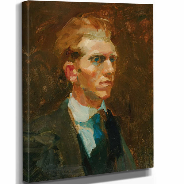 George Luks 11" x 14" / Stretched Canvas Wrap Portrait Of A Young Man By George Luks