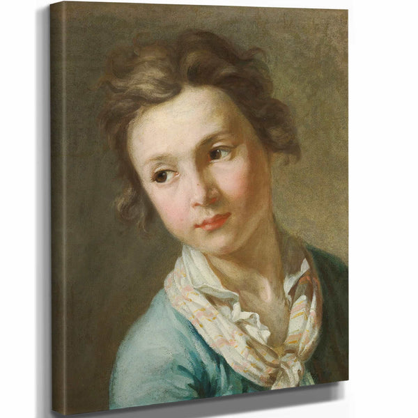 Antoine Rivalz 11" x 14" / Stretched Canvas Wrap Portrait Of A Youth By Antoine Rivalz