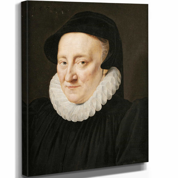 Adriaen Thomasz Key 11" x 14" / Stretched Canvas Wrap Portrait Of An Elderly Lady By Adriaen Thomasz Key