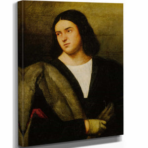 Bernardino Licinio 11" x 14" / Stretched Canvas Wrap Portrait Of An Elegant Young Man By Bernardino Licinio