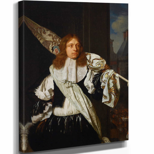 Ary De Vois 11" x 14" / Stretched Canvas Wrap Portrait Of An Ensign Of The Leiden Civic Guard By Ary De Vois