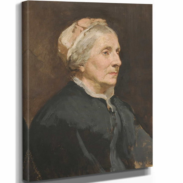 Edwin Austin Abbey 11" x 14" / Stretched Canvas Wrap Portrait Of An Older Woman By Edwin Austin Abbey