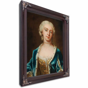 Portrait Of Augusta Princess Of Wales Wearing Pearls Blue Cloak By Barthelemy Du Pa