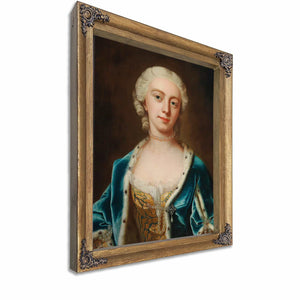 Portrait Of Augusta Princess Of Wales Wearing Pearls Blue Cloak By Barthelemy Du Pa