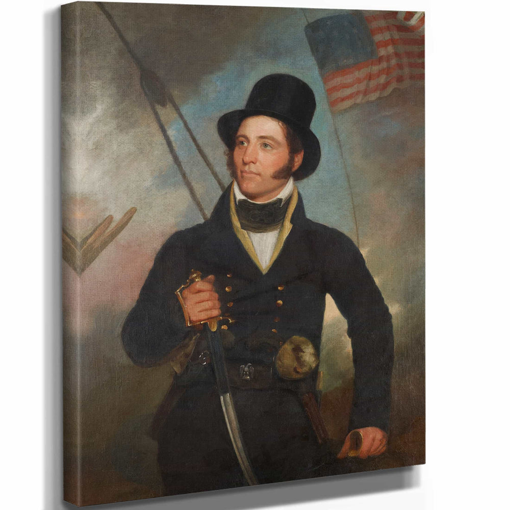 John Wesley Jarvis 11" x 14" / Stretched Canvas Wrap Portrait Of Captain Samuel Chester Reid By John Wesley Jarvis