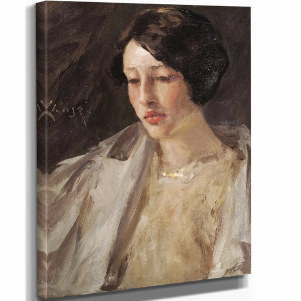 William Merritt Chase 11" x 14" / Stretched Canvas Wrap Portrait Of Esther M Groome By William Merritt Chase