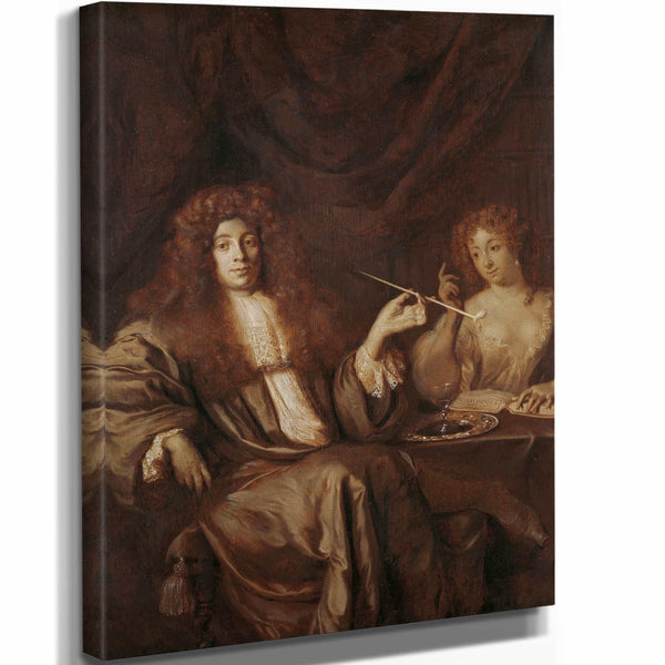 Ary De Vois 11" x 14" / Stretched Canvas Wrap Portrait Of Hadriaan Beverland With A Prostitute By Ary De Vois