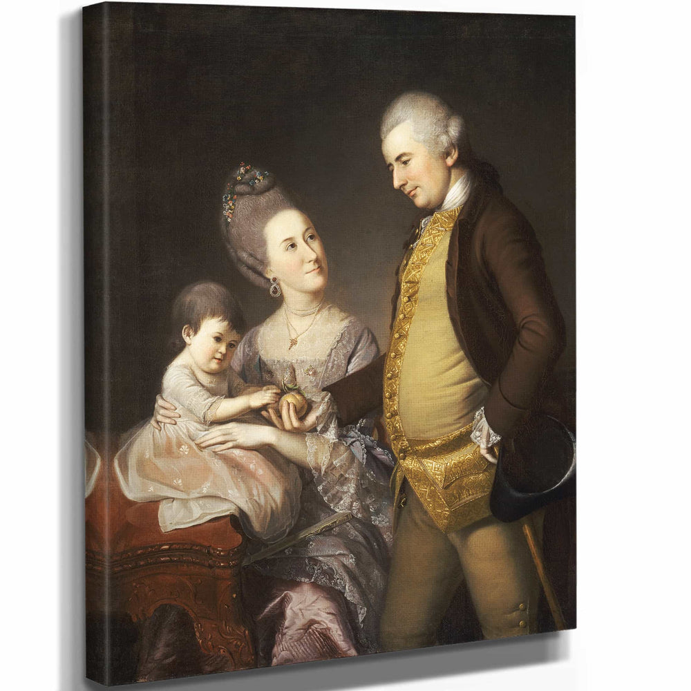 Charles 11" x 14" / Stretched Canvas Wrap Portrait Of John And Elizabeth Lloyd Cadwalader And Their Daughter Anne By Charles