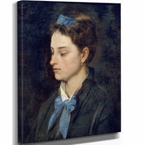 Benet Mercade 11" x 14" / Stretched Canvas Wrap Portrait Of Teresita Wearing Blue Bows By Benet Mercade