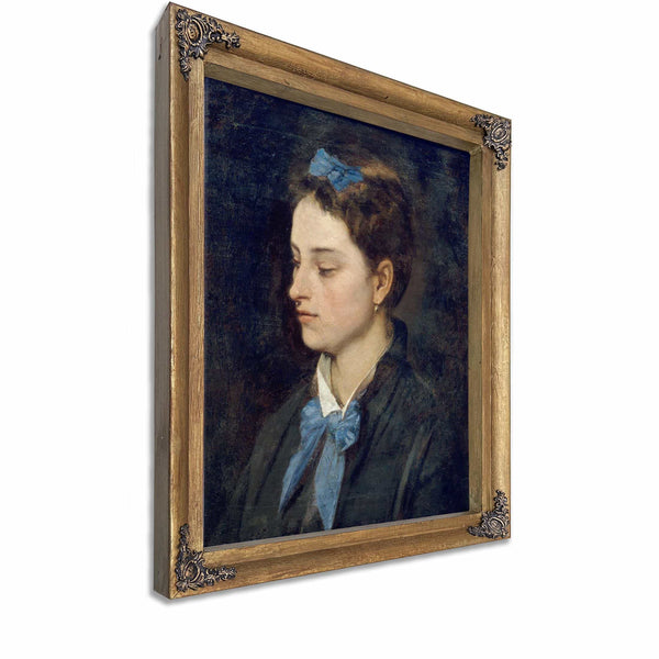 Portrait Of Teresita Wearing Blue Bows By Benet Mercade