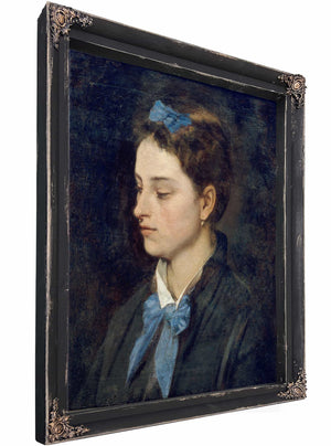 Portrait Of Teresita Wearing Blue Bows By Benet Mercade