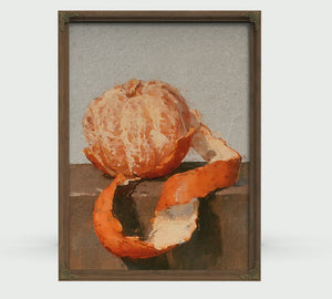 Unwound Orange Peel Spiral Still Life, Large Textured Wall Art, Still Life Wall Art, Mixed Media Acrylic Canvas